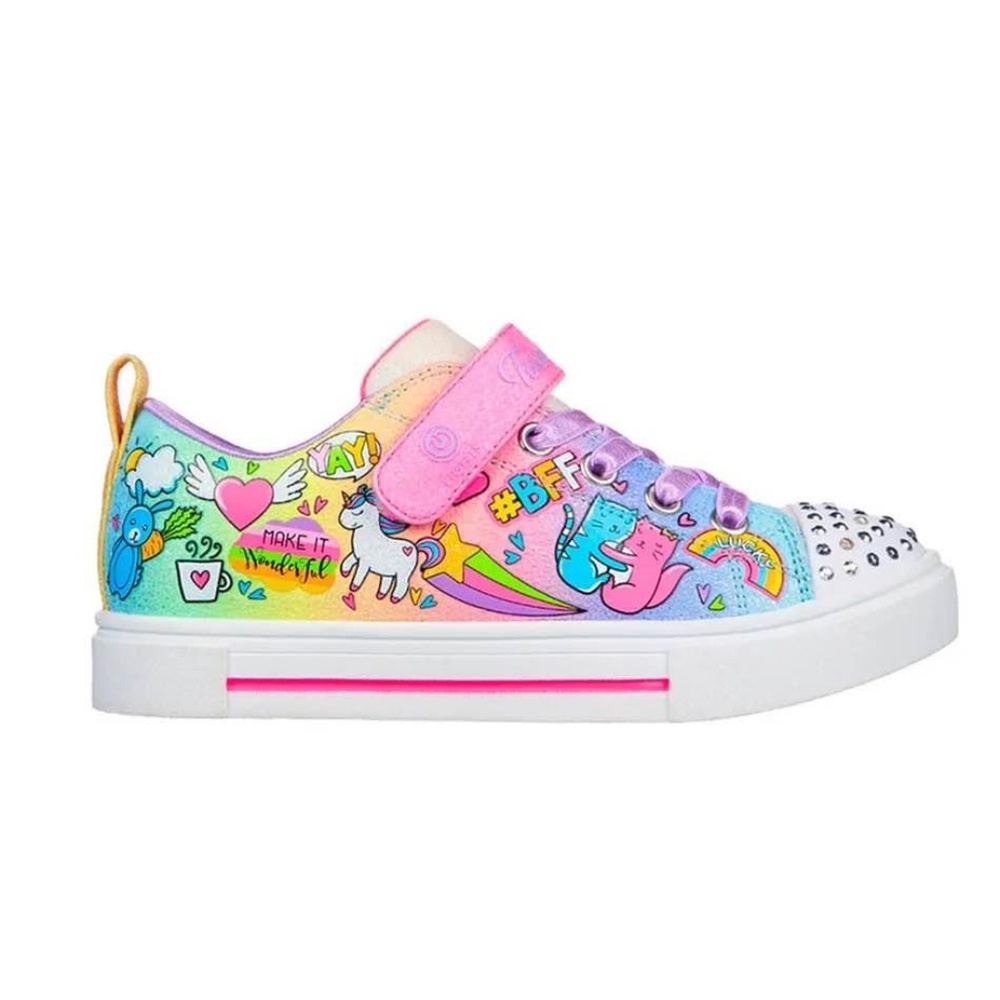 BRAND NEW girl skechers bff magic light up toes shoes size 3Y